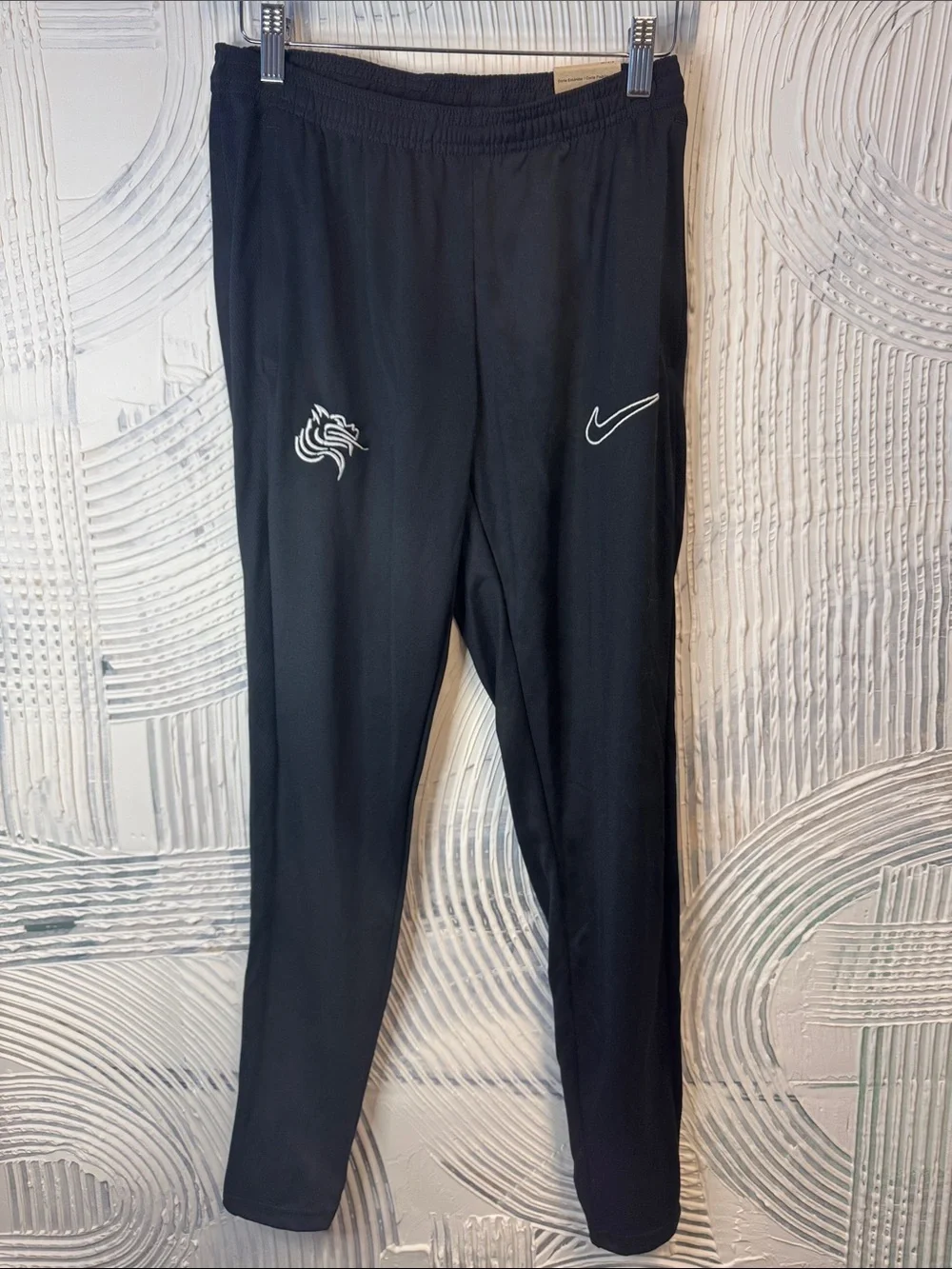 Nike Black Youth Athletic Joggers with White Logos N0417